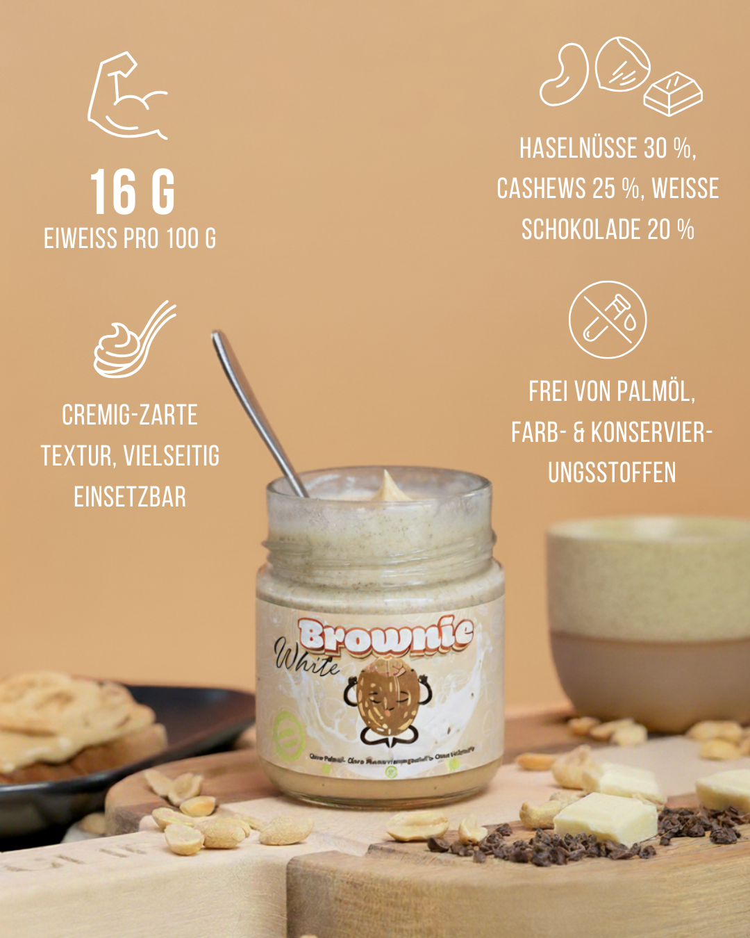 Nussbutter - Brownie White (weisse Schokolade), 250g